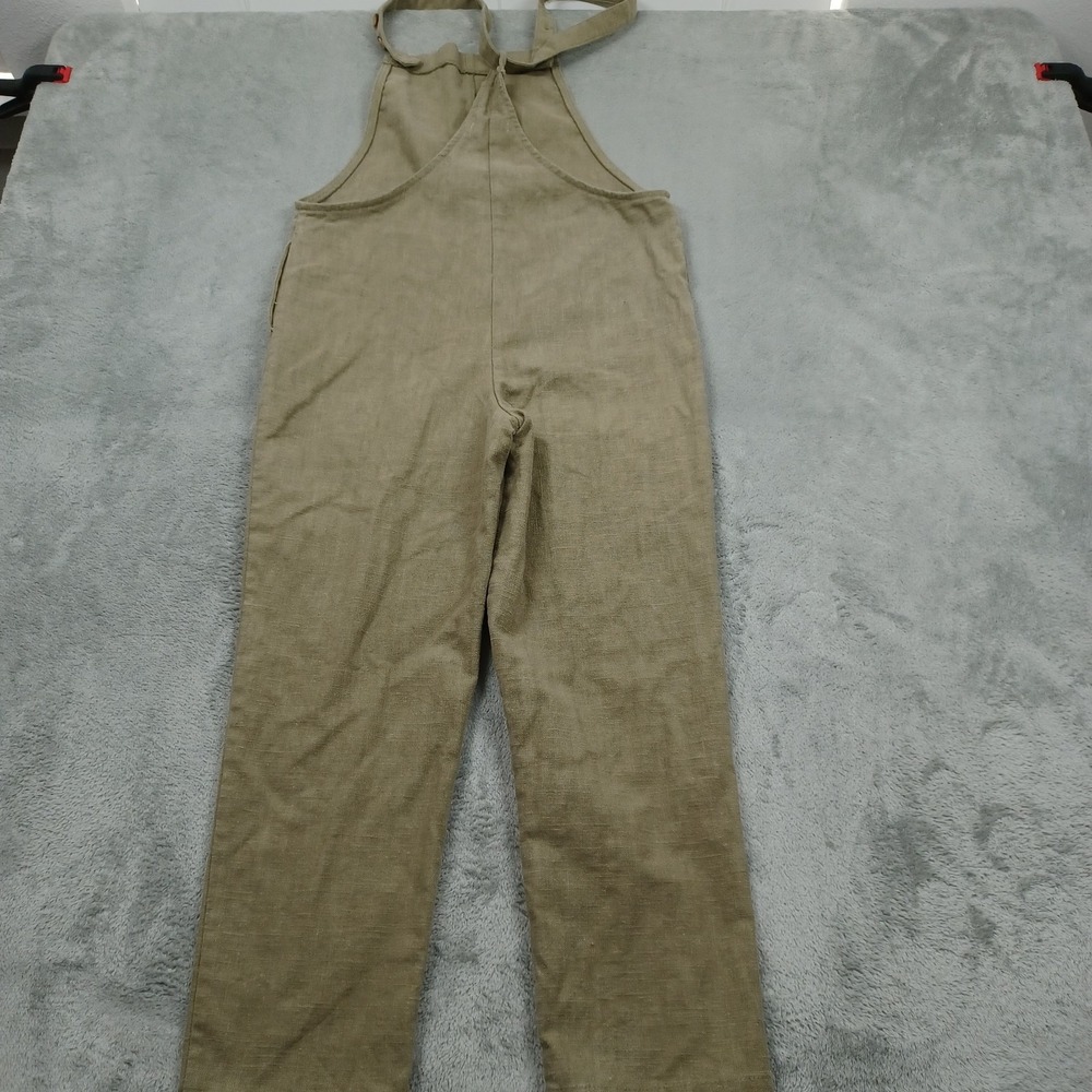 Miou Muse Overalls Womens Small Brown Linen‎ Blend Jumpsuit Pockets Adjustable - Picture 6 of 9